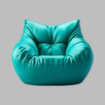 Combo XXXL Leatherette Bean Bag with Beans in Sea Green Colour with Pouffe