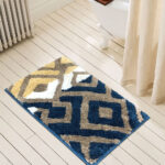 Blue Abstract Cotton 3 ft x 5 ft Machine Made Carpet