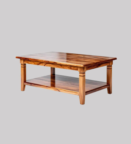 Wooden Coffee Table With Shiny Exotic Wood Finish