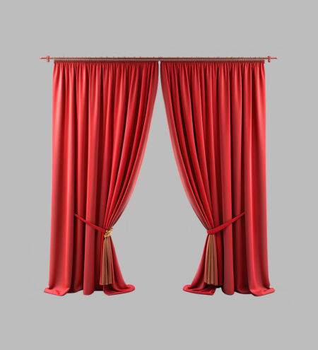 Red Curtains Realistic 7 Ft Door Curtains (Set of 2)