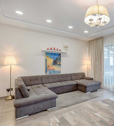 Sectional Sofa (3 + Lounger) In Cool Grey Colour