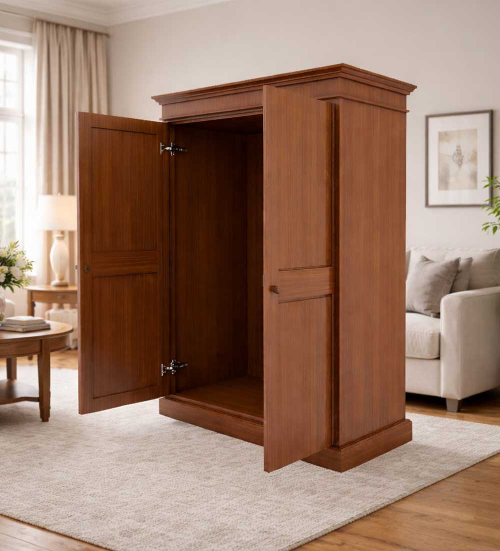 Wooden 2 Door Shoe Cabinet in Cochwood Brown Finish