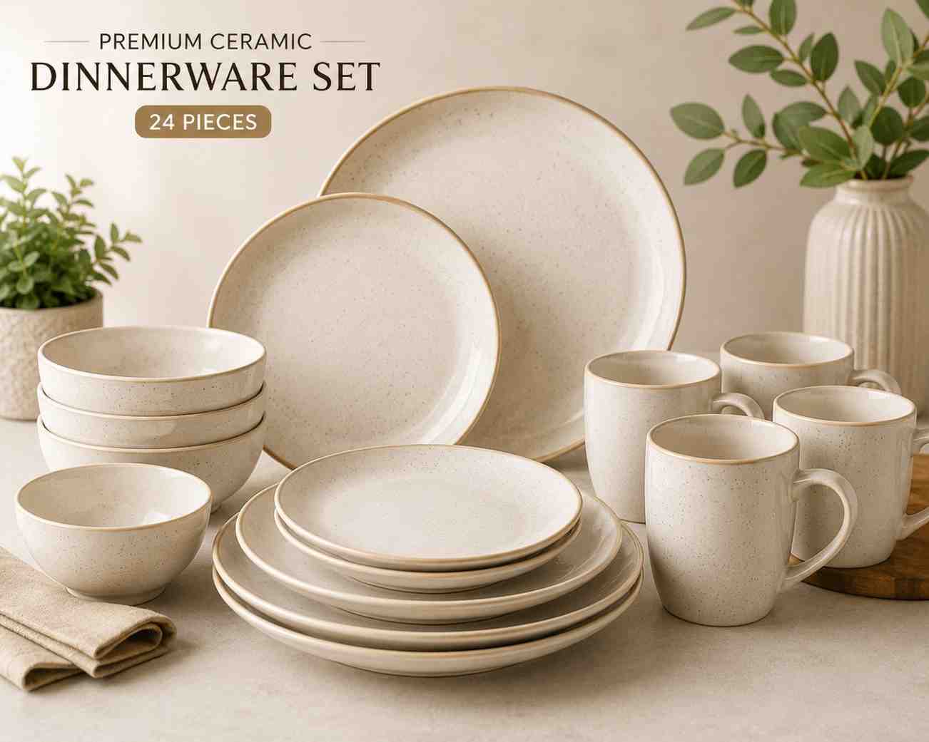 Premium Ceramic Dinnerware Set – 24 Pieces