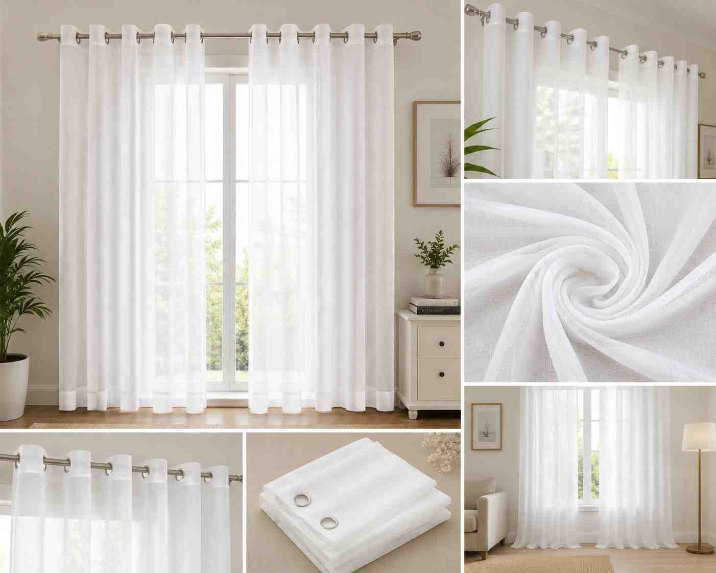 Premium White Sheer Curtains (Set of 2)