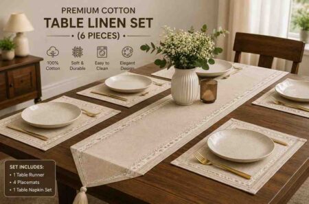 Premium Cotton Table Linen Set (6 Pieces)