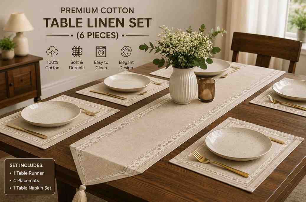 Premium Cotton Table Linen Set (6 Pieces)