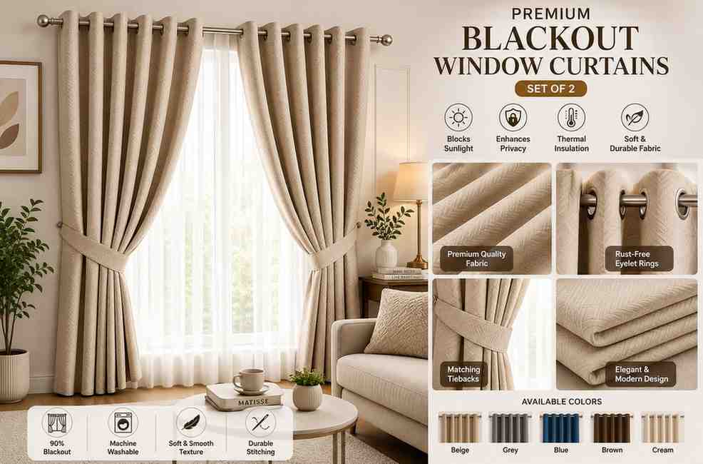 Premium Blackout Window Curtains (Set of 2)